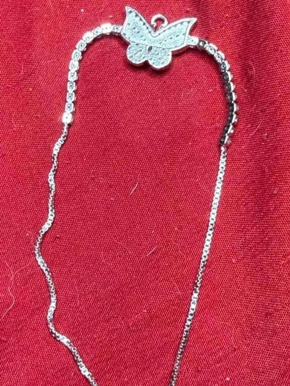 Silver Tone Cubic Zirconia Butterfly Bolo Bracelet